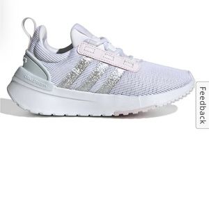 New Big Kids Adidas Racer TR21K Cloudfoam Size 7 Feather White/ Blue/ Pink